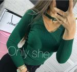 Джемпер  Женский 3003 "V - Ворот - Бусинка" Зеленый