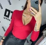 Джемпер  Женский 2002 "Одотон - Гладкая - Вырез На Запах" Красный