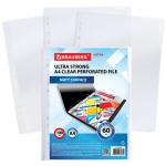 .Папки-файлы перфорированные  А4 BRAUBERG "МАТОВЫЕ EXTRA 600", КОМПЛЕКТ 100 шт,ПЛОТНЫЕ,60 мкм, 229664