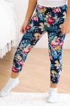 Леггинсы детские из вискозы темно-синий цветы
