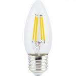 Лампа светодиодная Ecola candle   LED 360° filament прозр. нитевидная свеча