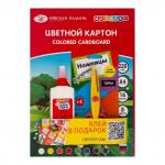 Промонабор "Цветик" цветной картон, ножницы, клей