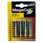 Батарейки АА Megacell LR6/1,5В, щелочные, 4 шт. в блистере (Китай)