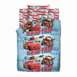 Постельное белье из бязи 125 г/м2 "Детский" 1,5 сп. ( нав 70/70 1 шт.) (диз.: "Тачки" 16011-1/8876-4 Дорожное путешествие)