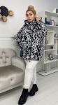 Болоневая куртка Sizе plus Черно-белый принт KSU