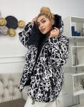 Болоневая куртка Sizе plus Черно-белый принт KSU