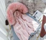 Джинсовка с розовым мехом внутри и на капюшоне ZI