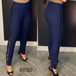 Брюки начёсом лампас люрекс темно-синие 6030 IN