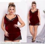 Велюровый пеньюар Size Plus бордо M29