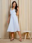 ***Платье серо-голубое длины миди с V-образным вырезом без рукавов