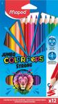 COLOR'PEPS JUMBO STRONG Цветные карандаши повышенной прочности, макси, пластиковые, 12 цветов, в картонной коробке с подвесом