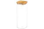 Банка д/хранения 2 л 10*10*28,5 см "Crystal glass" + бамбук.крыш. с силикон. проклад, стекло