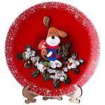 135-5250 ТАРЕЛКА ДЕКОРАТИВНАЯ "СИМВОЛ ГОДА 2018 СОБАКА НА КРАСНОМ ФОНЕ" ДИАМЕТР=20 СМ. БЕЗ УПАКОВКИ (КОР=12ШТ