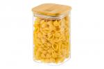 Банка д/хранения 1,1 л 10*10*15,5 см "Crystal glass" + бамбук.крышка с силикон. прокладкой, стекло