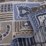 Покрывало гобелен детское Коты синий