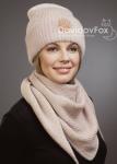 Комплект Бини норка трикотаж дымчатая роза украшение косынка