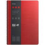 Бизнес-тетрадь А4+, 80л., Berlingo Steel&Style, клетка, на гребне, 80г/м2, пластик (полифом) обложка, линейка-закладка, красная, WNt_A4003