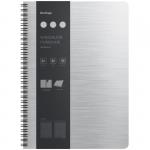 Бизнес-тетрадь А4+, 80л., Berlingo Steel&Style, клетка, на гребне, 80г/м2, пластик (полифом) обложка, линейка-закладка, серебристый металлик, WNt_A4005