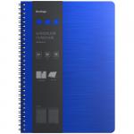 Бизнес-тетрадь А4+, 80л., Berlingo Steel&Style, клетка, на гребне, 80г/м2, пластик (полифом) обложка, линейка-закладка, синяя, WNt_A4002
