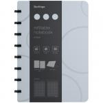 Бизнес-тетрадь А5+, 80л., Berlingo Eclipse, клетка, на кольцах, с возм. замены блока, 80г/м2, пластик (полифом) обложка, линейка-закладка, серая, RNt_A5005