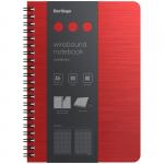 Бизнес-тетрадь A5+, 80л., Berlingo Steel&Style, клетка, на гребне, 80г/м2, пластик (полифом) обложка, линейка-закладка, красная, WNt_A5003