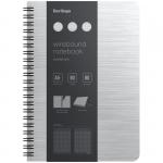 Бизнес-тетрадь A5+, 80л., Berlingo Steel&Style, клетка, на гребне, 80г/м2, пластик (полифом) обложка, линейка-закладка, серебристый металлик, WNt_A5005