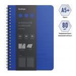 Бизнес-тетрадь A5+, 80л., Berlingo Steel&Style, клетка, на гребне, 80г/м2, пластик (полифом) обложка, линейка-закладка, синяя, WNt_A5002