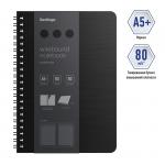 Бизнес-тетрадь A5+, 80л., Berlingo Steel&Style, клетка, на гребне, 80г/м2,пластик (полифом) обложка, линейка-закладка, черная, WNt_A5001