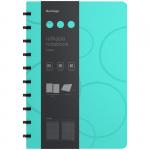 Бизнес-тетрадь B5+, 80л., Berlingo Eclipse, клетка, на кольцах, с возм. замены блока, 80г/м2, пластик (полифом) обложка, линейка-закладка, бирюзовая, RNt_B5003
