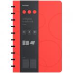 Бизнес-тетрадь B5+, 80л., Berlingo Eclipse, клетка, на кольцах, с возм. замены блока, 80г/м2, пластик (полифом) обложка, линейка-закладка, красная, RNt_B5001