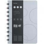 Бизнес-тетрадь B5+, 80л., Berlingo Eclipse, клетка, на кольцах, с возм. замены блока, 80г/м2, пластик (полифом) обложка, линейка-закладка, серая, RNt_B5005