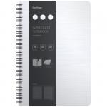 Бизнес-тетрадь B5+, 80л., Berlingo Steel&Style, клетка, на гребне, 80г/м2, пластик (полифом) обложка, линейка-закладка, белая, WNt_B5004