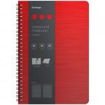 Бизнес-тетрадь B5+, 80л., Berlingo Steel&Style, клетка, на гребне, 80г/м2, пластик (полифом) обложка, линейка-закладка, красная, WNt_B5003
