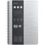 Бизнес-тетрадь B5+, 80л., Berlingo Steel&Style, клетка, на гребне, 80г/м2, пластик (полифом) обложка, линейка-закладка, серебристый металлик, WNt_B5005