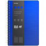 Бизнес-тетрадь B5+, 80л., Berlingo Steel&Style, клетка, на гребне, 80г/м2, пластик (полифом) обложка, линейка-закладка, синяя, WNt_B5002