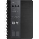 Бизнес-тетрадь B5+, 80л., Berlingo Steel&Style, клетка, на гребне, 80г/м2, пластик (полифом) обложка, линейка-закладка, черная, WNt_B5001