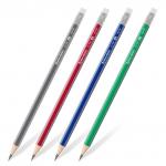 Набор карандашей чернографитных BRAUBERG "G-100" 12 шт., HB, с ластиком, корпус ассорти, 181716