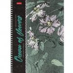 Тетрадь А4 80л. HATBER гребень, клетка, обложка картон, Океан цветов (4 вида), 80Т4В1гр