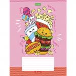 Тетрадь 18л. HATBER ECO, клетка, обложка картон, Фаст фуд пати (5 видов), 18Т5C1