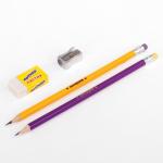 Набор ЮНЛАНДИЯ "ШКОЛЬНЫЙ", 2 карандаша чернографитных, ластик, точилка, блистер,181593