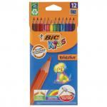 Карандаши цветные BIC "Kids ECOlutions Evolution", 12 цв, пластиковые, заточ., европодвес, 82902910