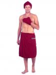 Комплект для сауны мужской,100% хлопок (Бордовый                )
