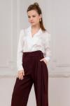 Брюки бордовые с защипами на талии