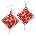 "Klart" набор для вышивания 10-507   "Серьги квадратные. Красный орнамент"