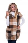 Жилет с капюшоном NEW Клетка КОРИЧНЕВЫЙ