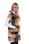 Жилет с капюшоном NEW Клетка КОРИЧНЕВЫЙ