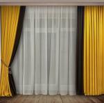 Комплект штор 144, (270*200)х2 желтый/шоколад