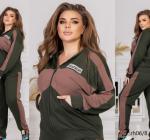 Cпортивный костюм на молнии SIZE PLUS хаки RH06