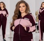 Cпортивный костюм на молнии SIZE PLUS бордо RH06