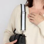 Плечевой ремень (стропа)  ADEL-250/1/регулируемый/ЧЕРНАЯ фур-а,  макс длина 120см,  черн/бел/серебро  241736